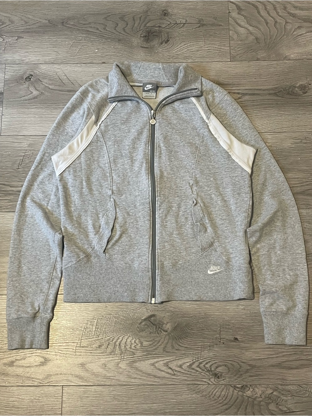 Nike Gray Full-Zip Hoodie with Silver Zip Pull